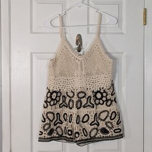 Rebellion Cream and Black Crochet Crop Top